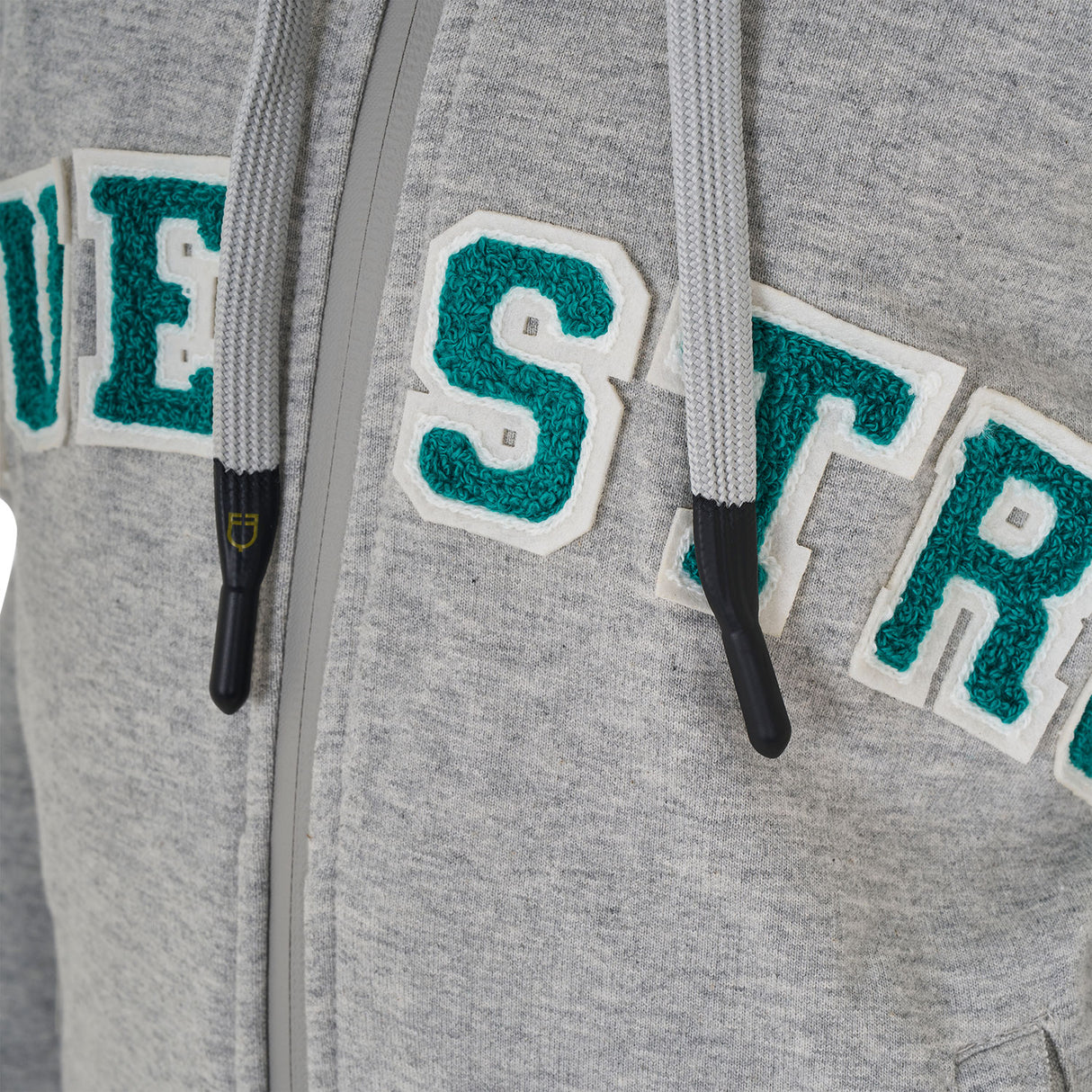 Equestro Kids' Hoodie With Zip And Sponge Lettering #colour_grey-green