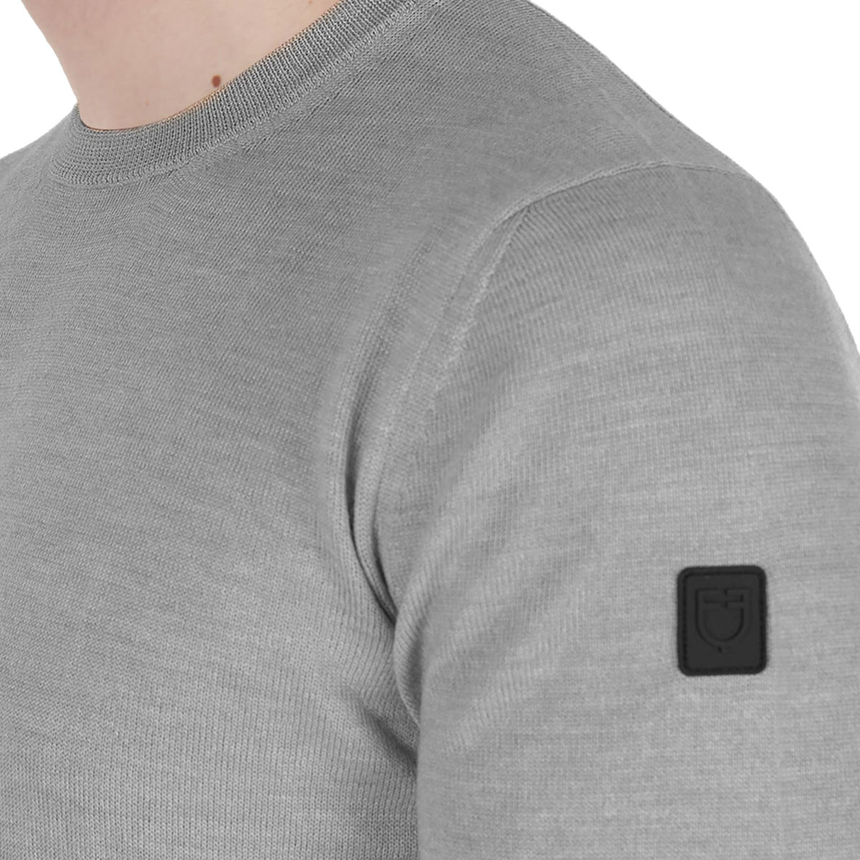 Equestro Men's Crewneck Sweater In Merino Wool #colour_grey