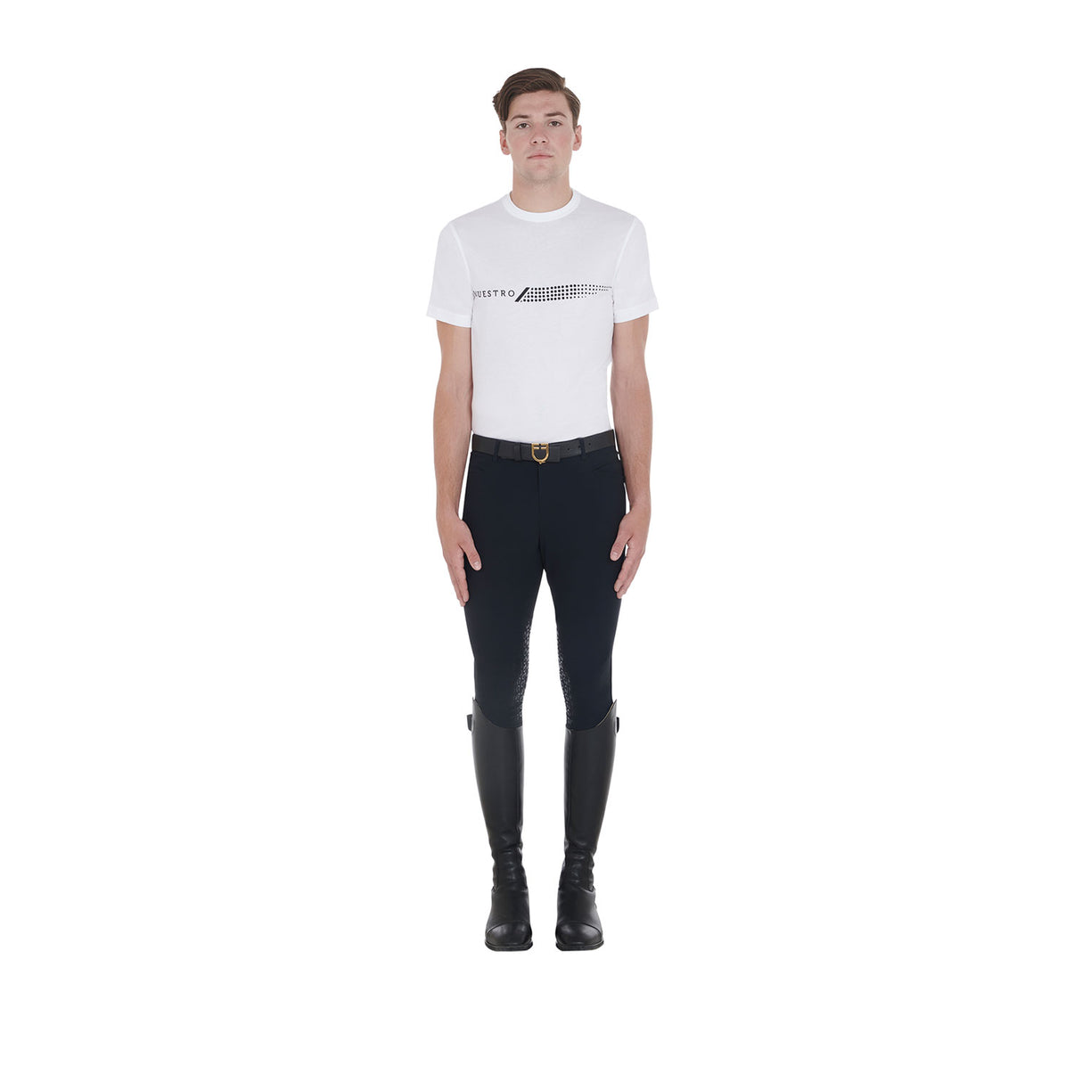 Equestro Men's Slim Fit T-Shirt With Contrasting Print #colour_white