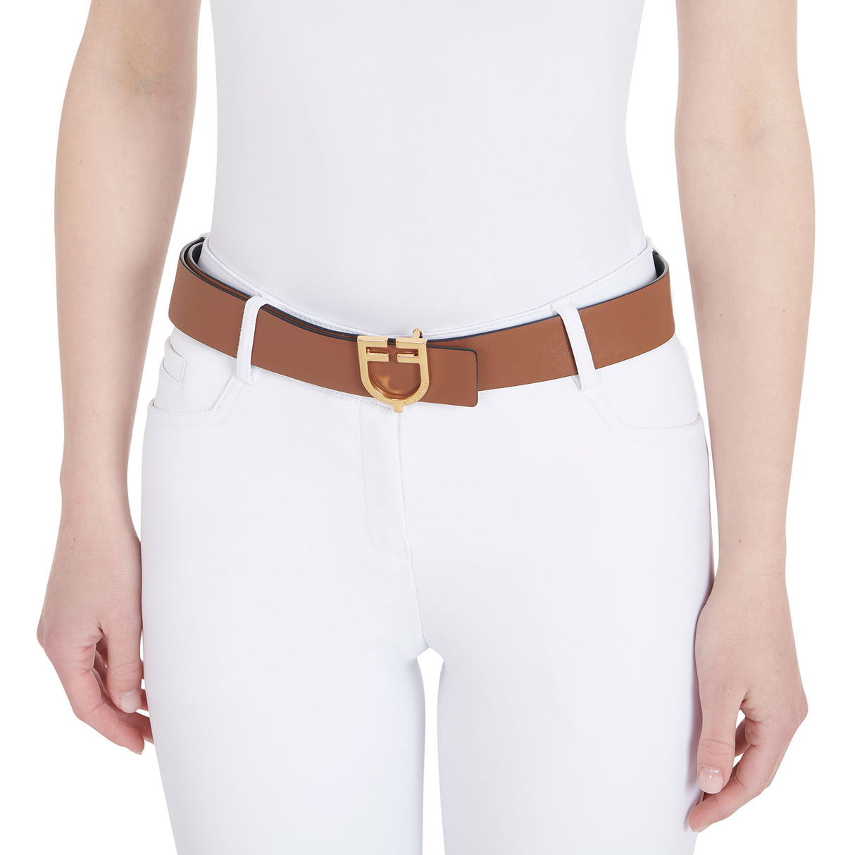 Equestro Double Face Smooth Leather Belt #colour_black-brown-gold