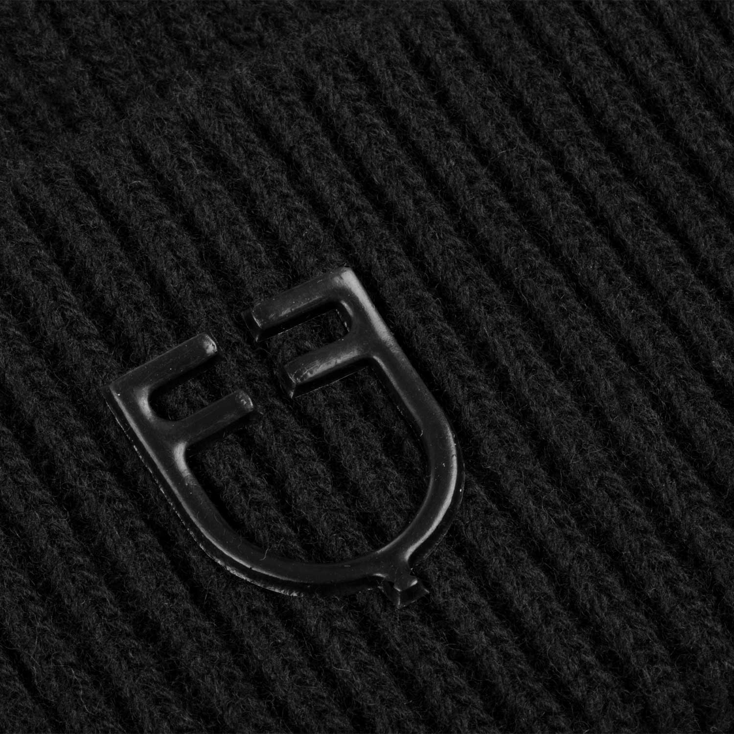 Equestro Unisex Knitted Texture Wool Beanie #colour_black