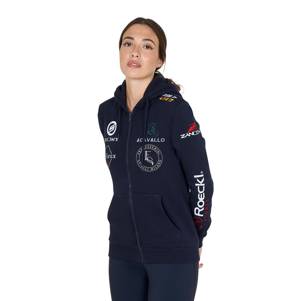 Equestro Women's 2024 Design Multi-Logo Hoodie #colour_blue
