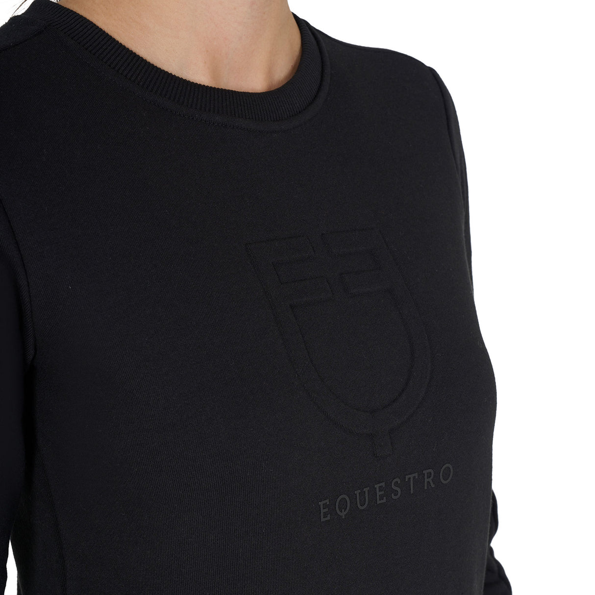 Equestro Women's Crewneck Sweatshirt With Printed Logo #colour_black