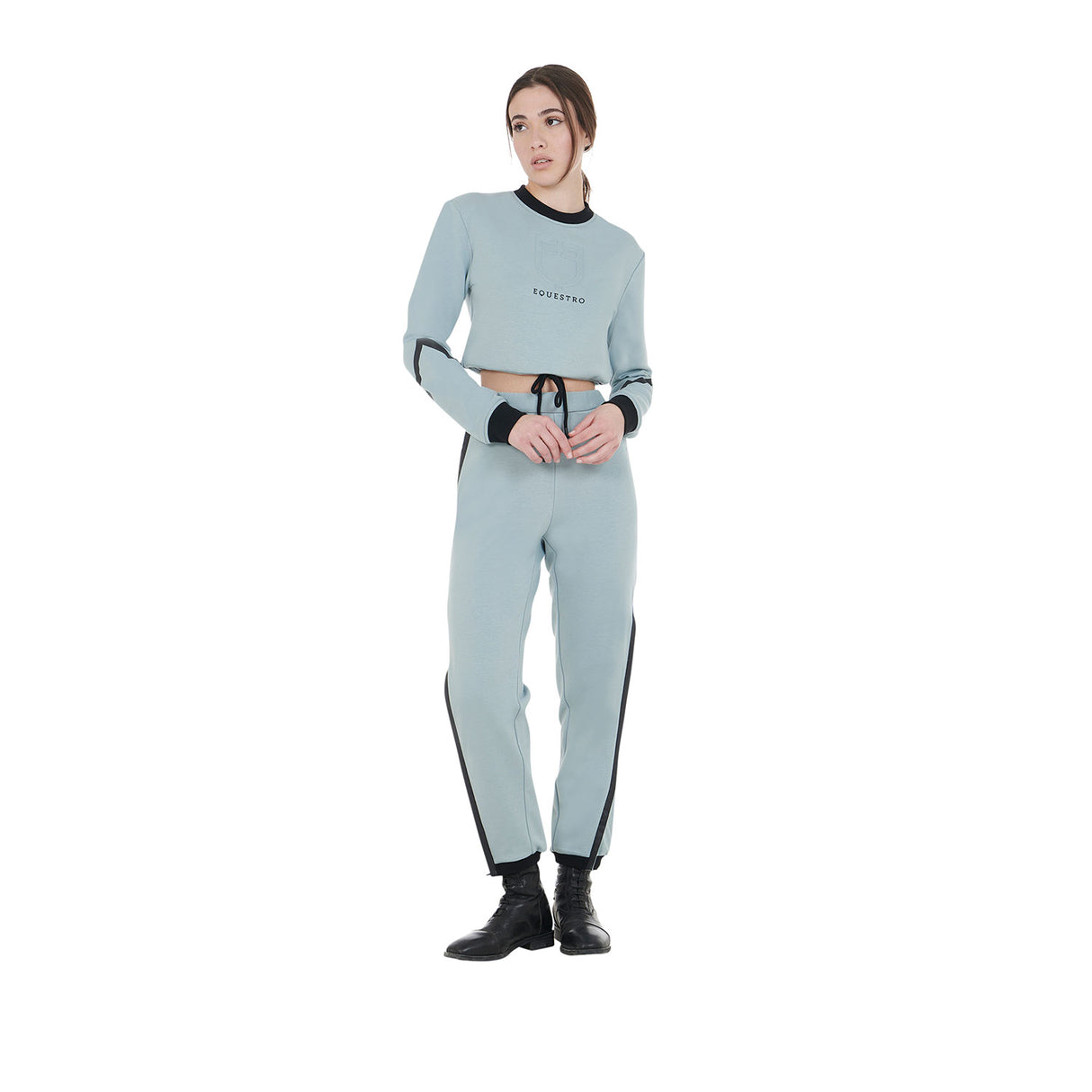 Equestro Women's Cropped Crewneck Sweatshirt #colour_grey