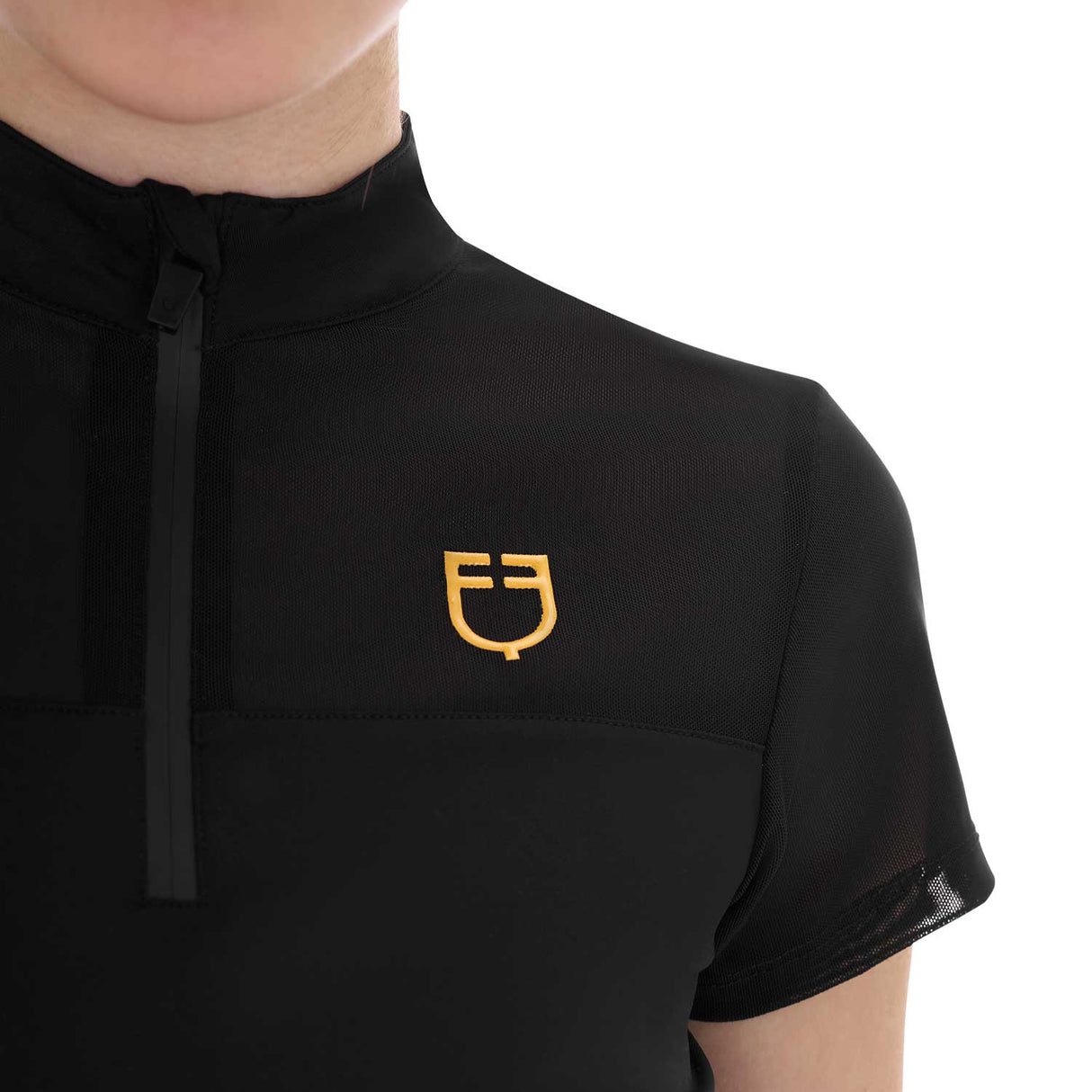 Equestro Women's Training Polo Shirt With Mesh Inserts #colour_black