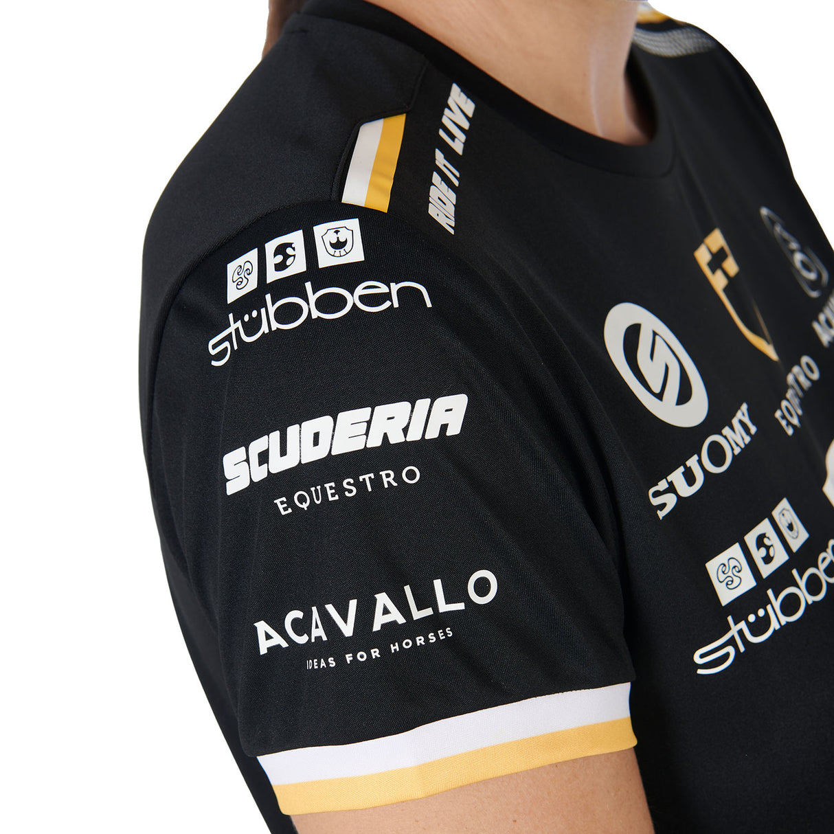 Equestro Women's Technical Fabric Multi Logo T-Shirt #colour_black