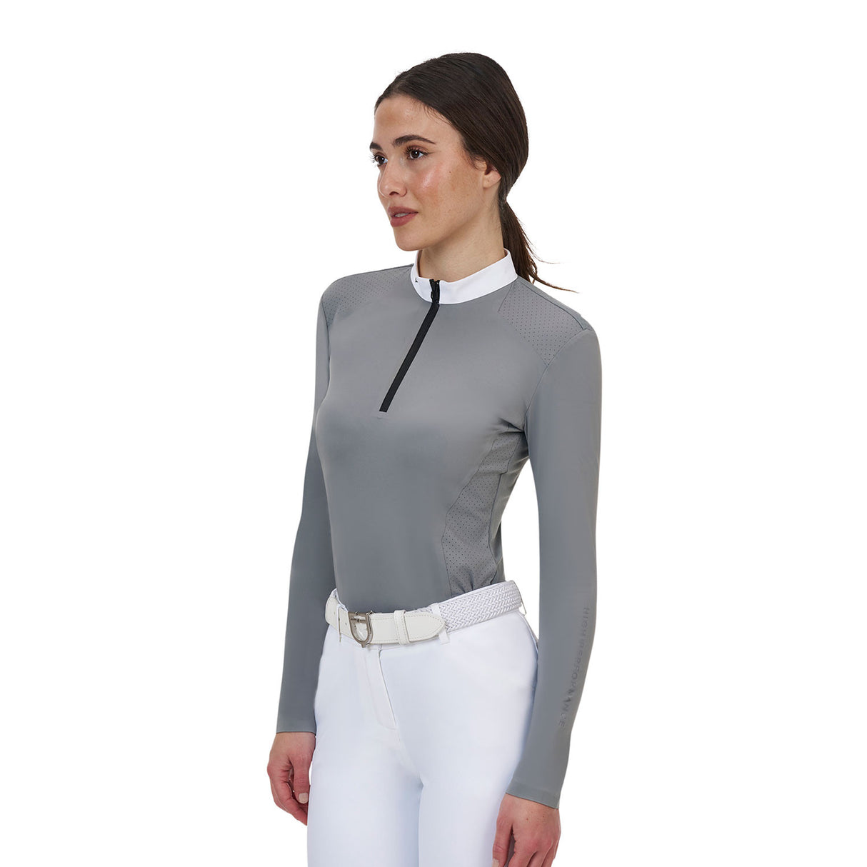 Equestro Ridertechnology women's competition polo shirt long sleeves and zip