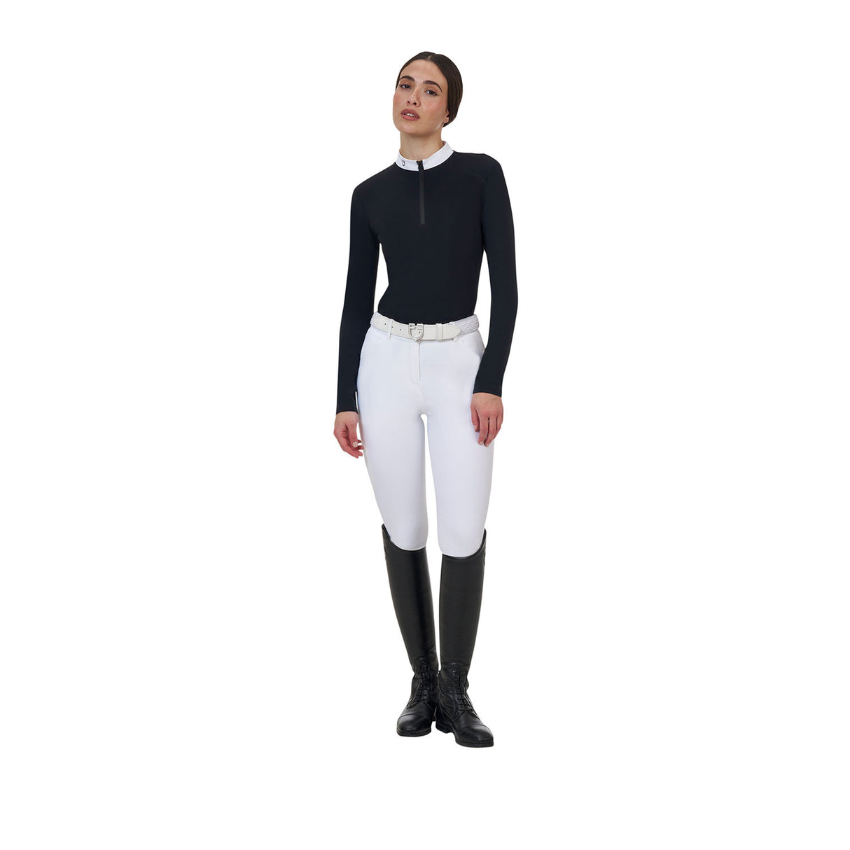 Equestro Ridertechnology women's competition polo shirt long sleeves and zip