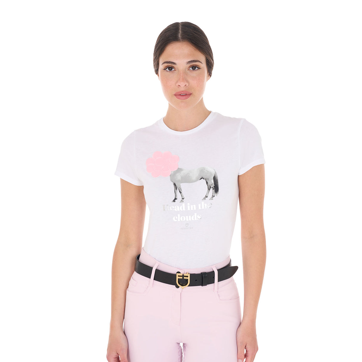 Equestro Women's Head In The Clouds Cotton T-Shirt #colour_white