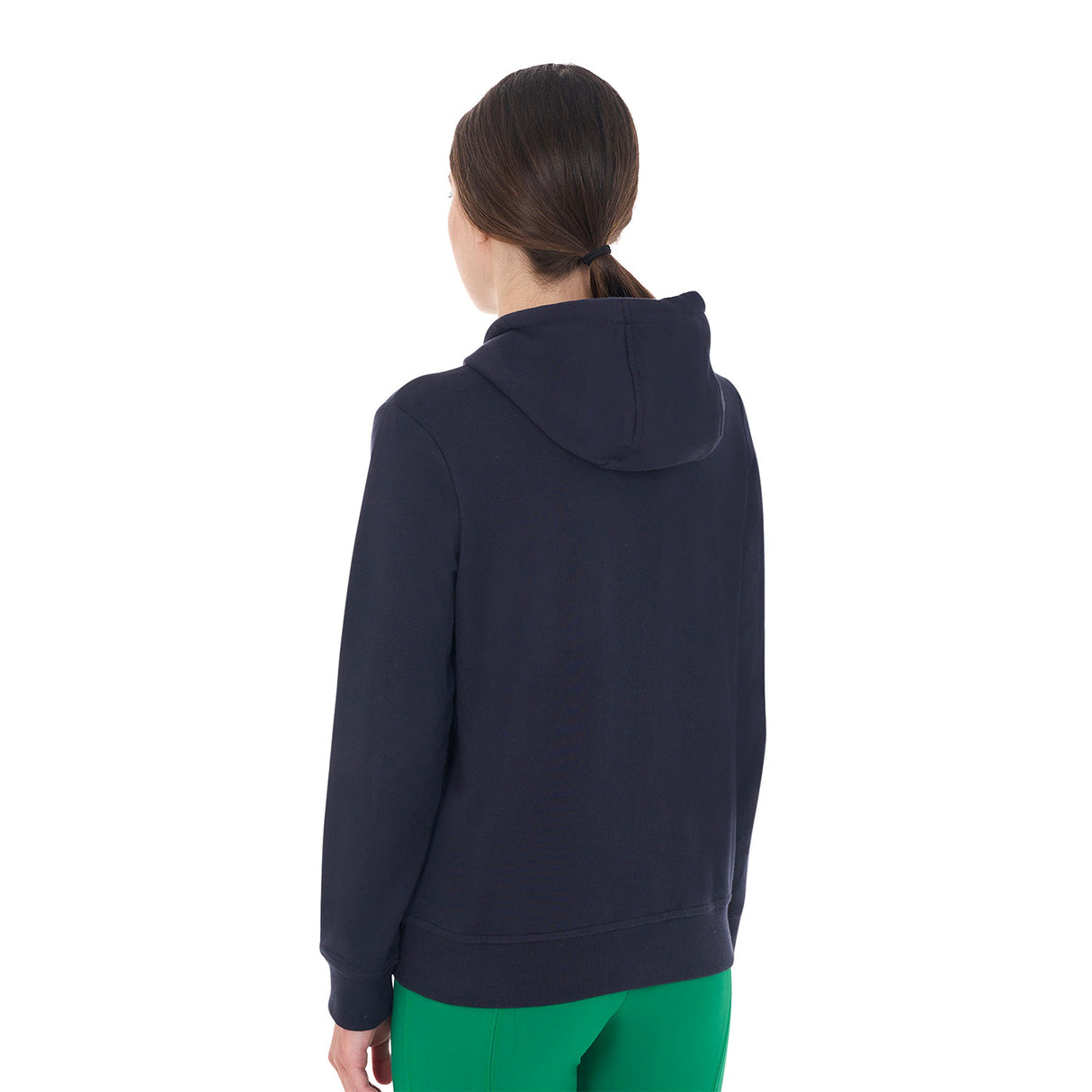 Equestro Women's Hoodie With Zip And Sponge Logo #colour_blue-green