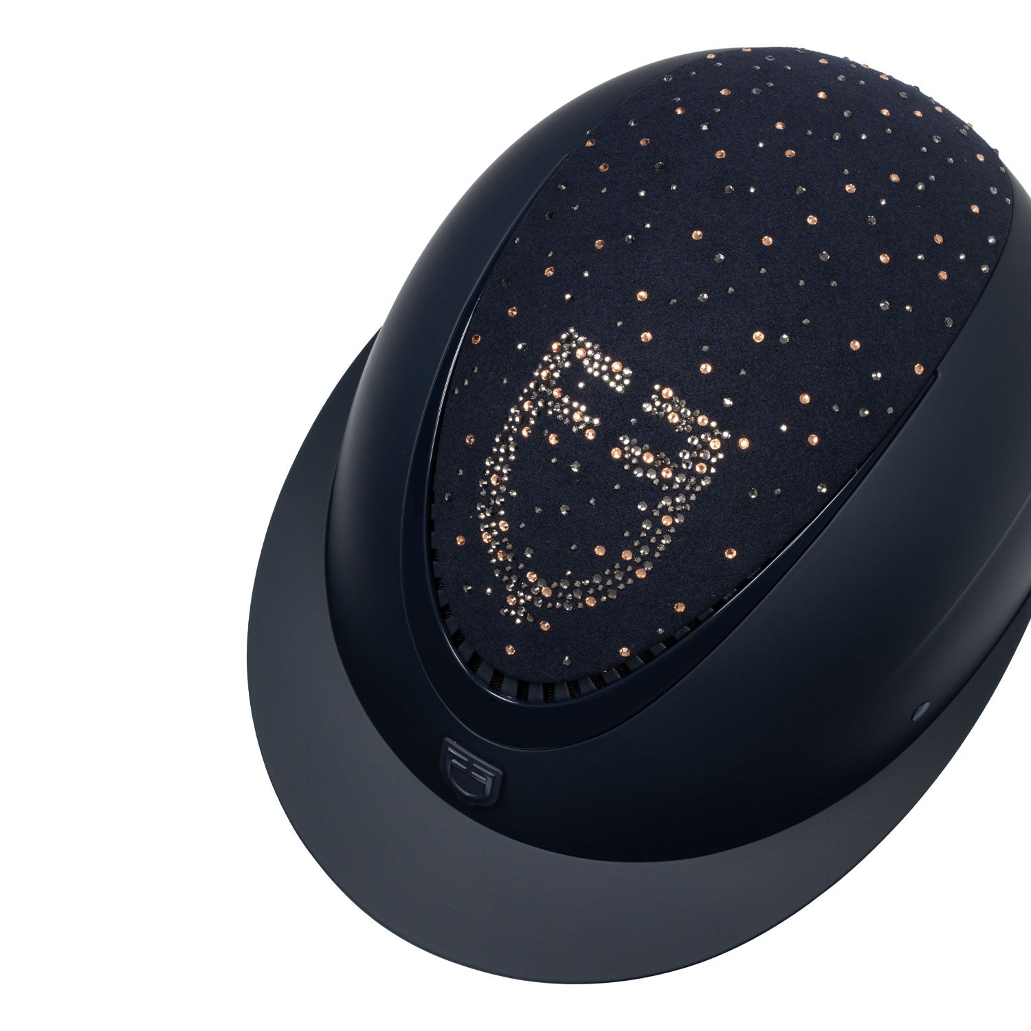 Equestro Matt Helmet With Wide Visor And Rhinestone Logo Homologation En 1384-2023 #colour_blue