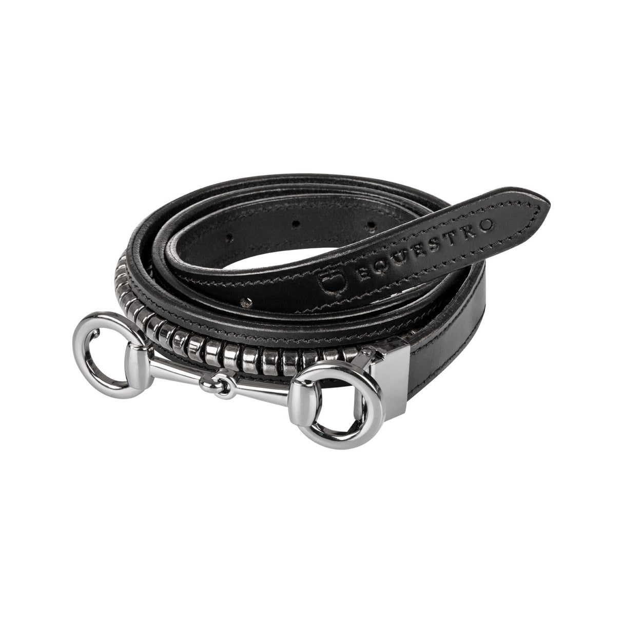 Equestro Women's Clincher Belt Snaffle Bit Buckle #colour_black-silver