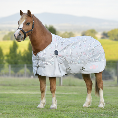 Saxon 600D Pony Standard Neck Lite #colour_sea-unicorn-print