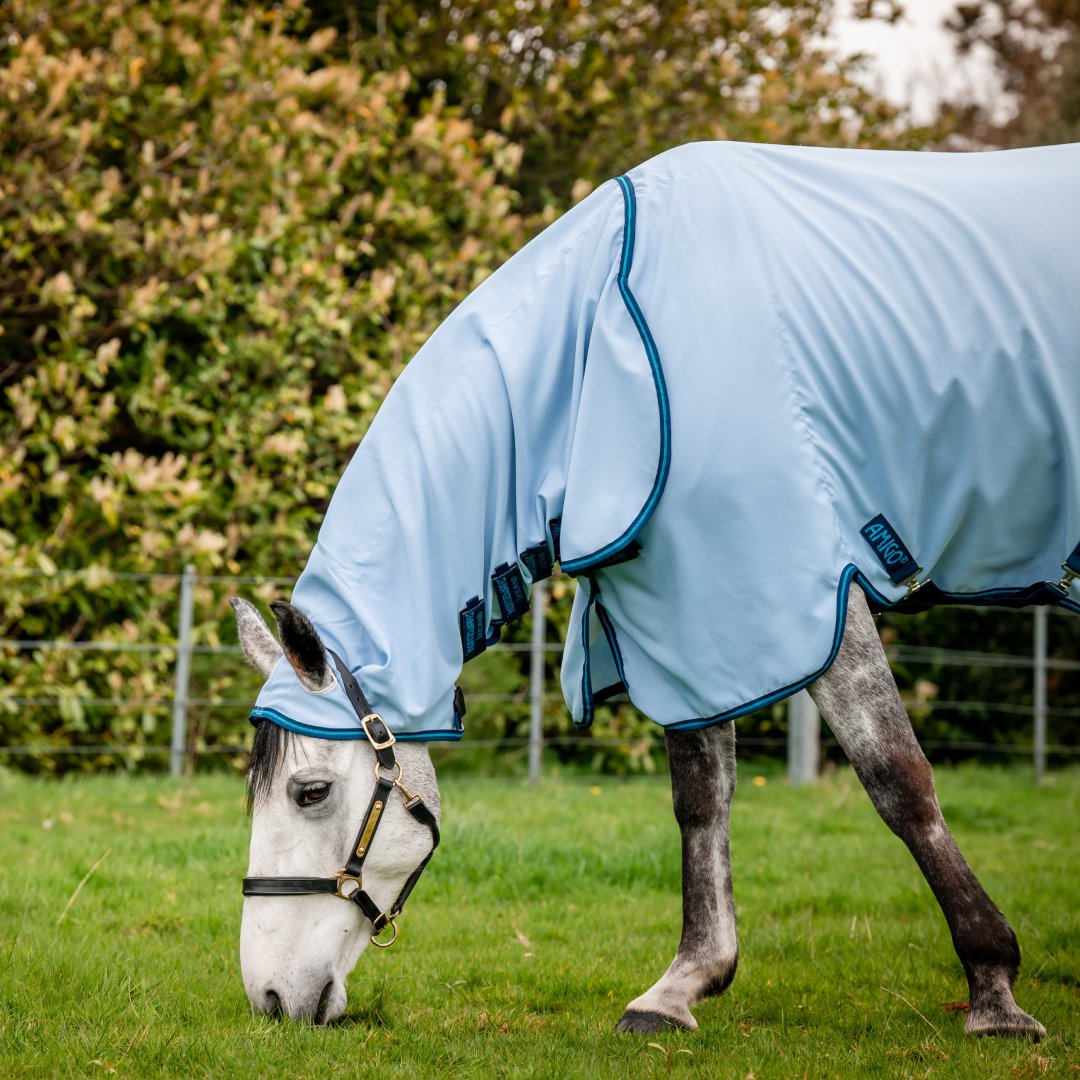 Horseware Ireland Amigo Ripstop Hoody #colour_azure-blue-navy-electric-blue