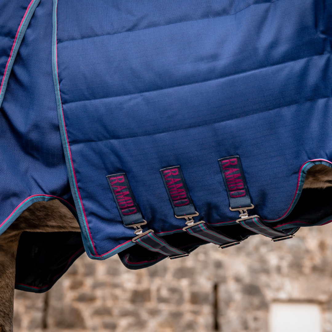 Horseware Ireland Rambo Optimo 200g Plus Stable Rug #colour_navy-burgundy-teal-navy