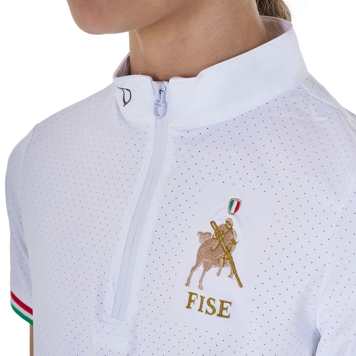 Equestro Girls' Zipped Competition Polo Shirt Equestro X Fise
