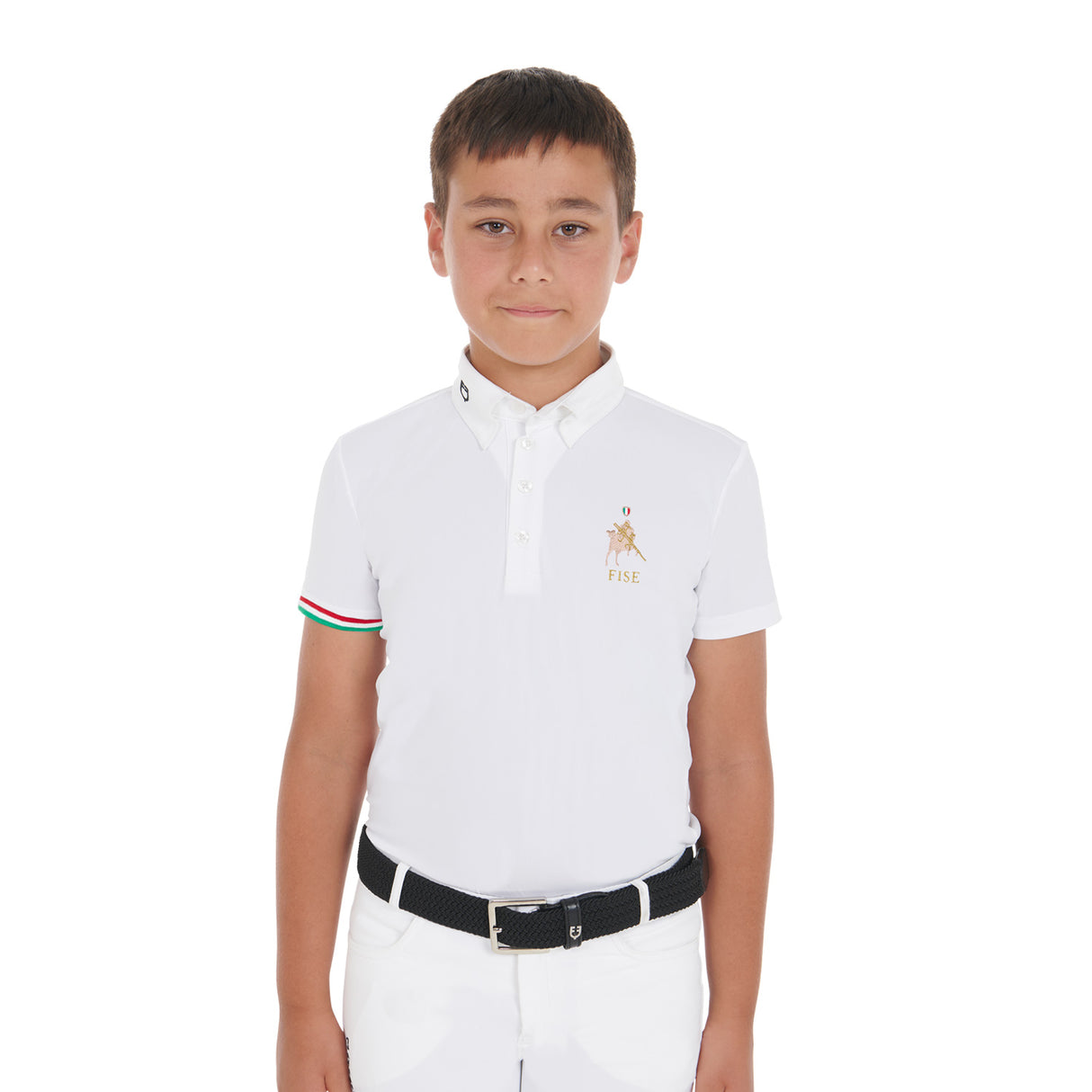 Equestro Boys' Four-Button Competition Polo Shirt Equestro X Fise