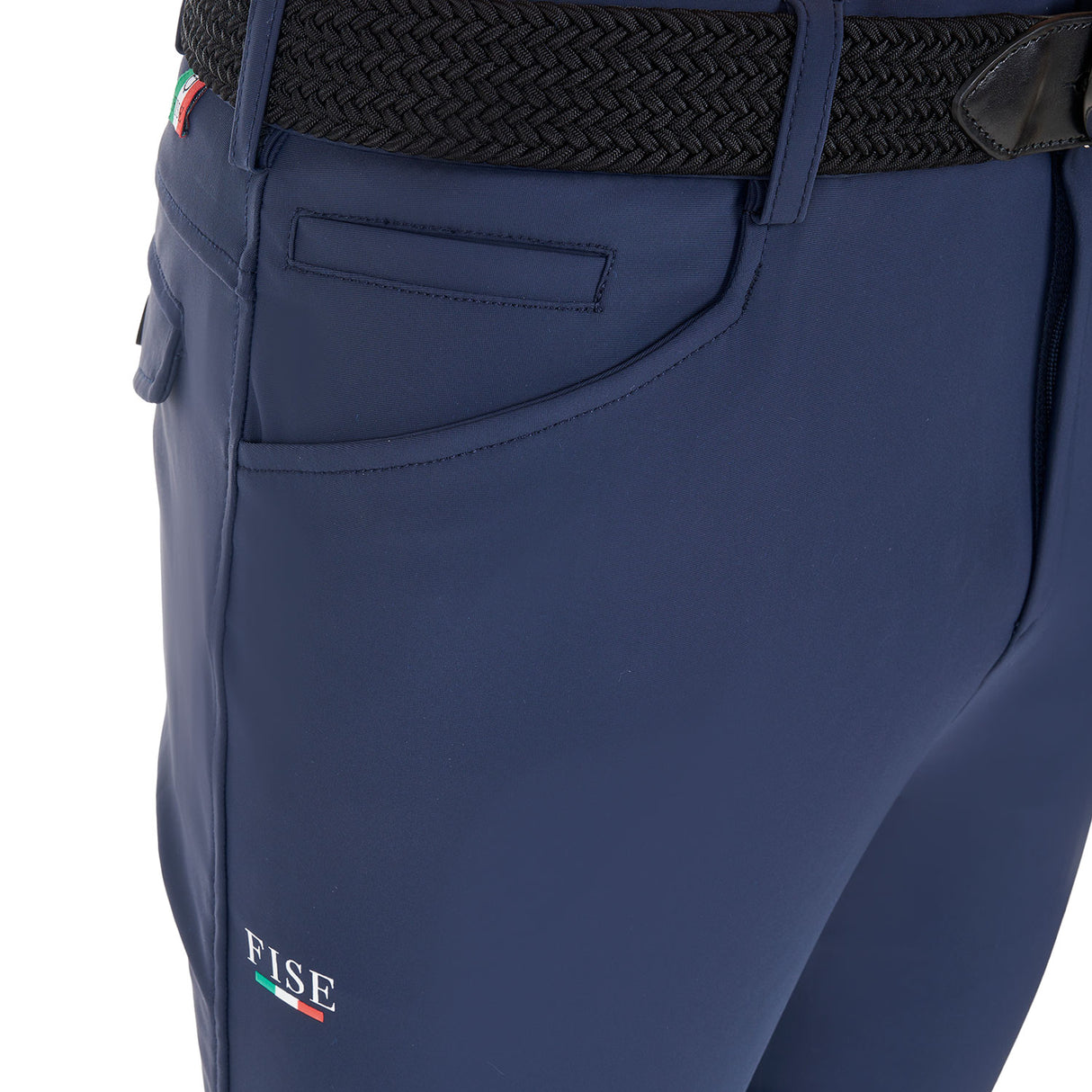 Equestro Men's Knee Grip Breeches Equestro X Fise #colour_blue