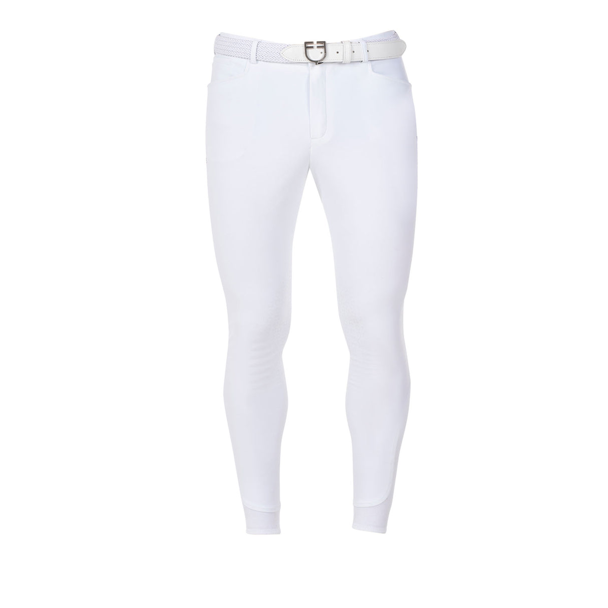 Equestro Men's Full Grip Breeches Equestro X Fise #colour_white
