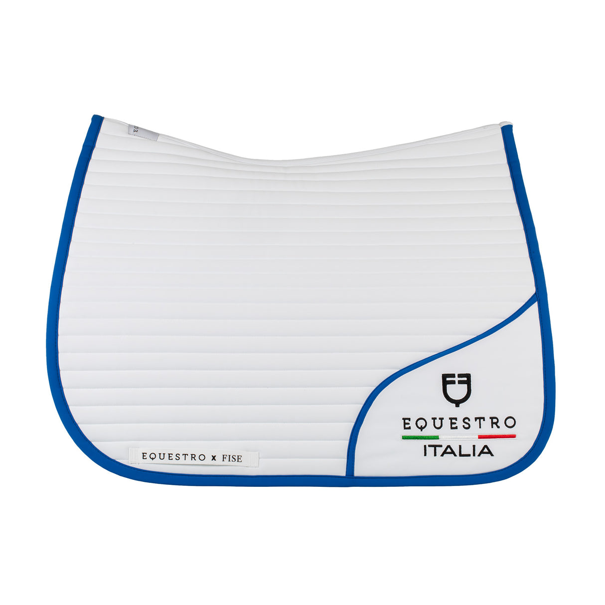 Equestro Dressage Saddle Pad With Embroidered Logo Equestro X Fise #colour_blue-white