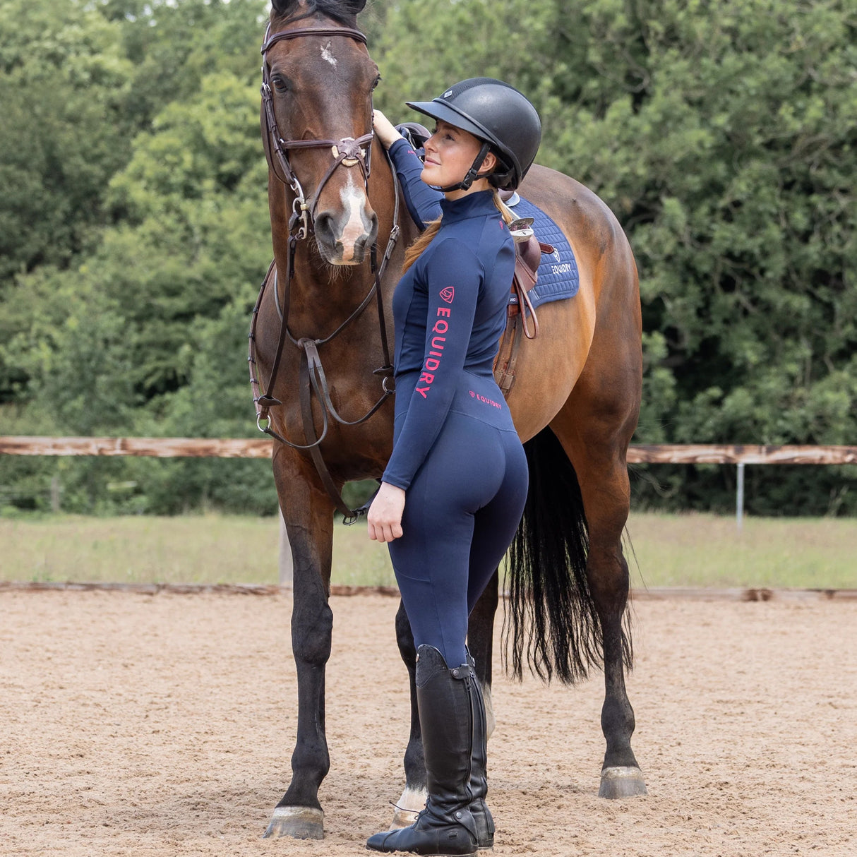 EQUIDRY Women's Water Repellent Leggings #colour_navy-raspberry