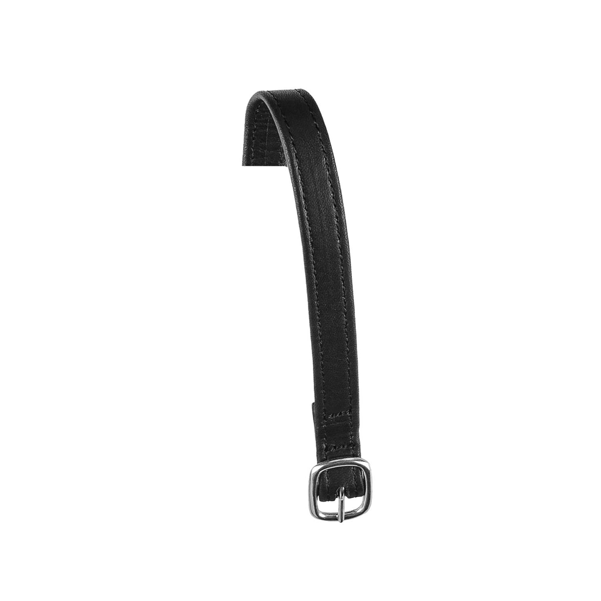 Equestro Spur Straps In Double Leather And Silver Buckle #colour_black
