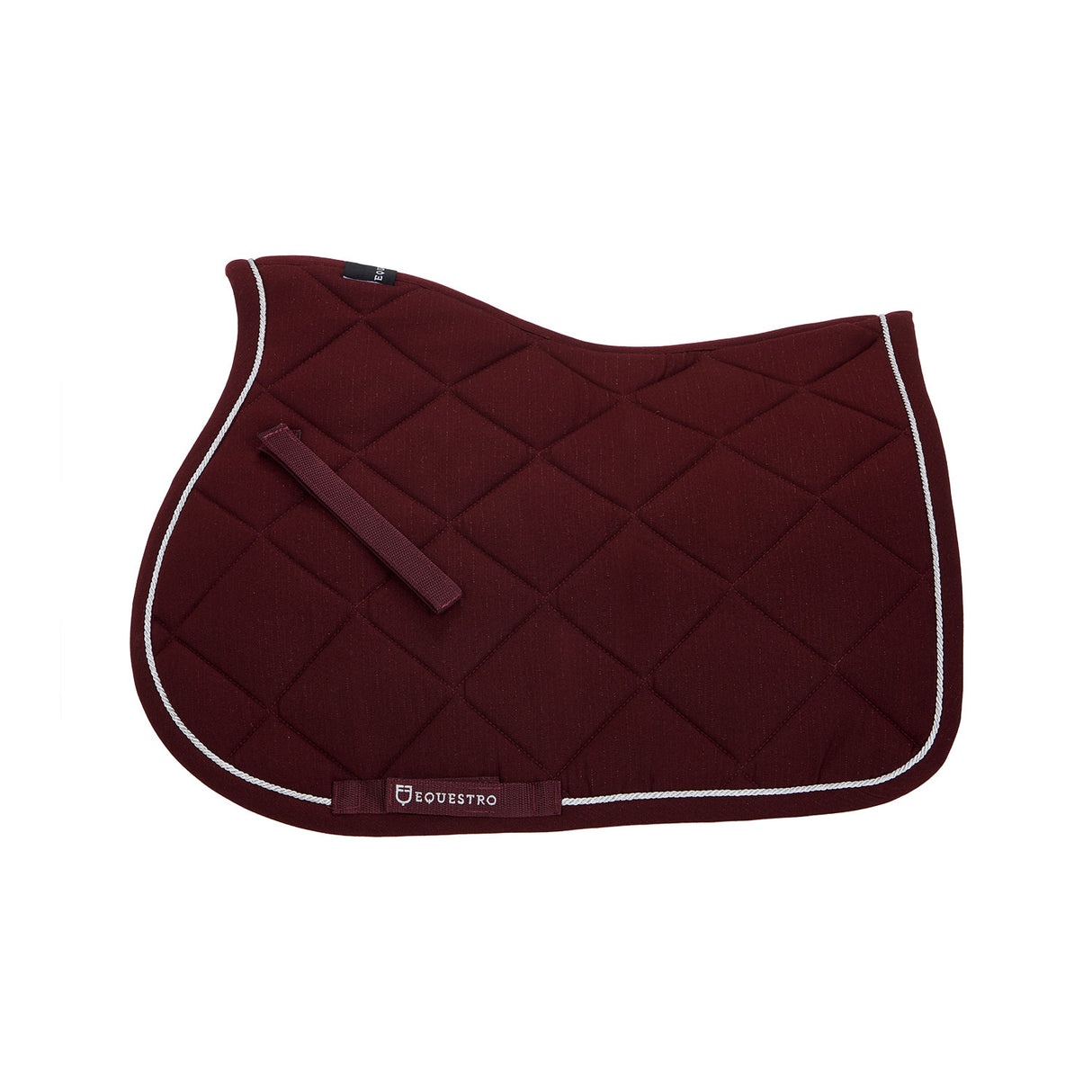 Equestro Jumping Saddle Pad In Cotton With Trimmings #colour_burgundy
