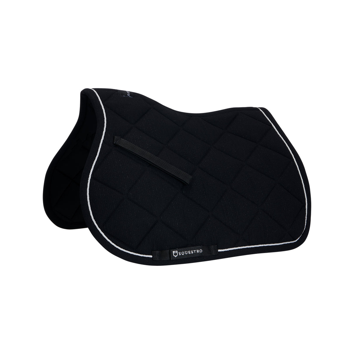 Equestro Jumping Saddle Pad In Cotton With Trimmings #colour_black