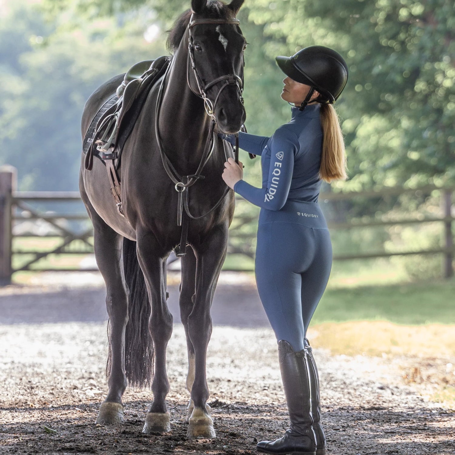 EQUIDRY Women's Water Repellent Leggings #colour_steel-blue-grey