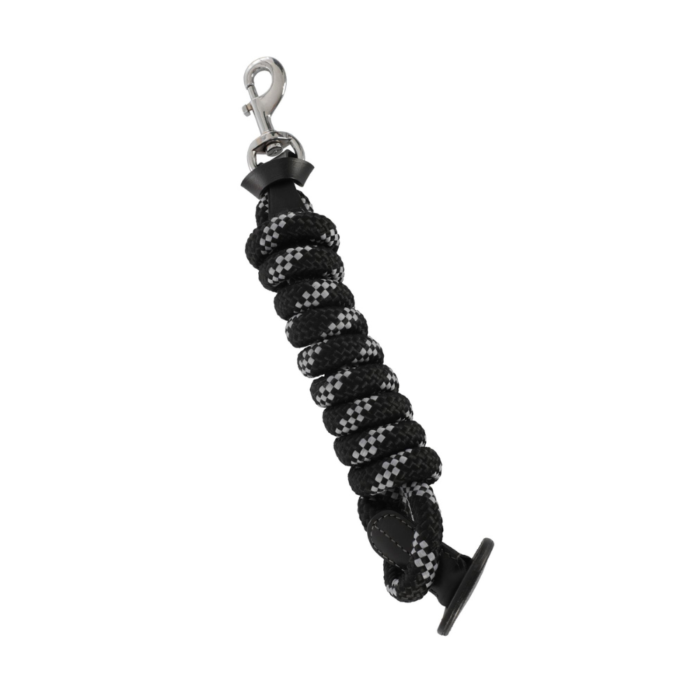 Acavallo Braided Lead Rope Leather Ends #colour_black