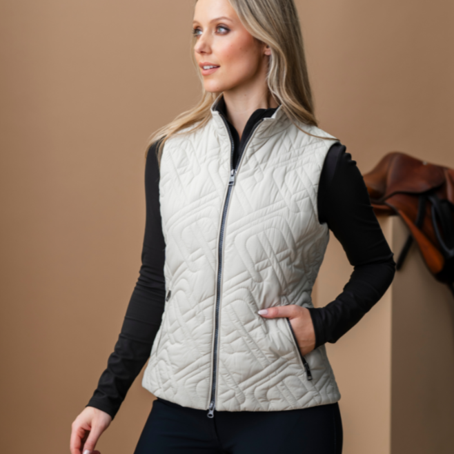 Alessandro Albanese Neve Monogram Quilted Gilet #colour_bone