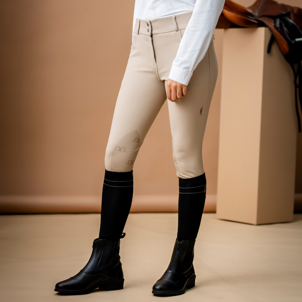 Alessandro Albanese Aria Knee Patch Mid Rise Breech #colour_core-beige