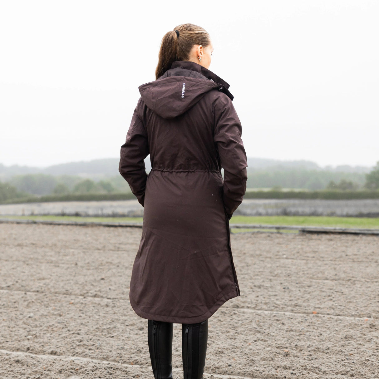 EQUIDRY Women's Bronte Riding Coat with Removable Hood #colour_brown