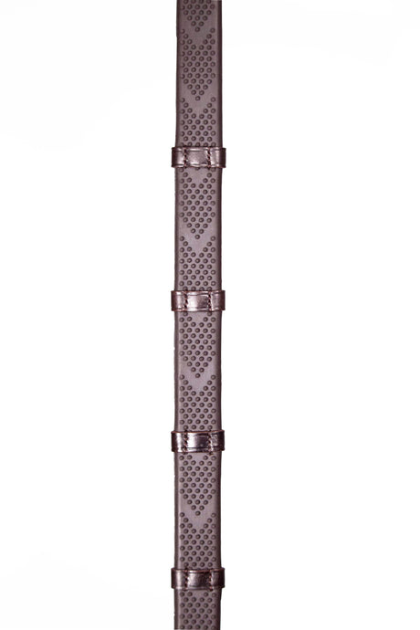 Henry James V-Grip Hybrid Rubber Reins With Leather Stoppers #colour_havana-brown