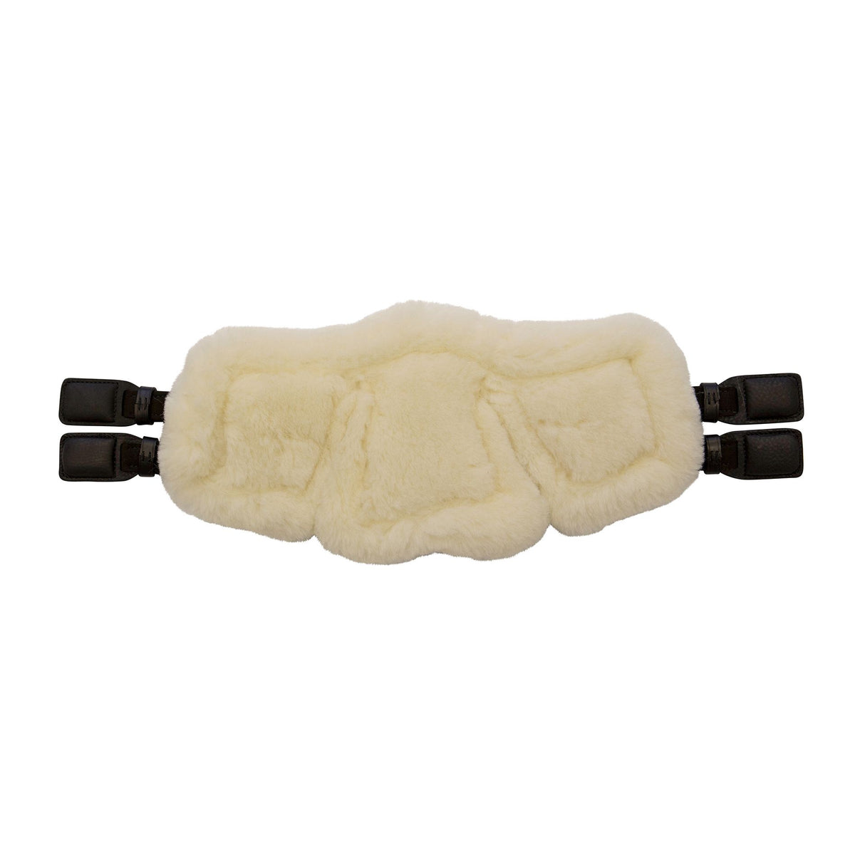 Stubben Equi-Soft® Short Saddle Girth with Cover - Black #colour_lambskin-ecru-white