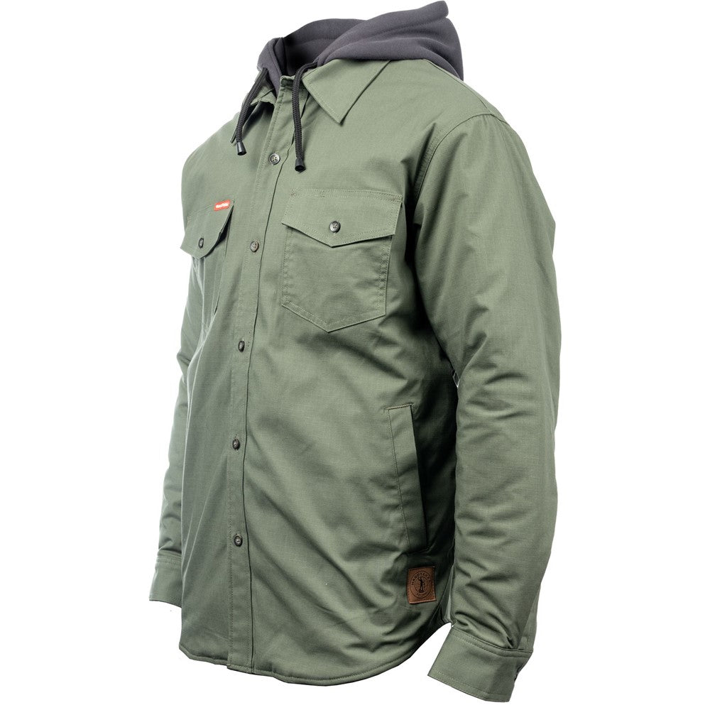 Hard Yakka Quilted Solid Shacket #colour_military-green