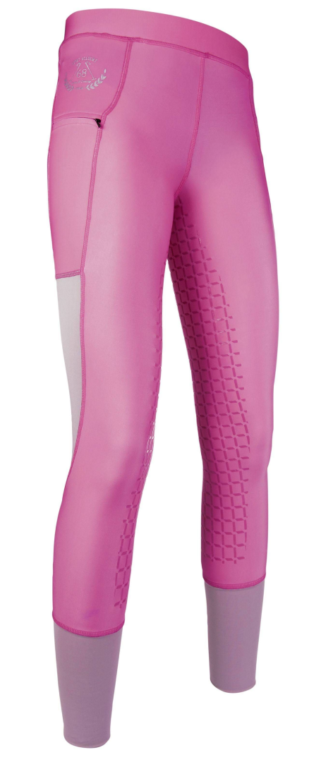 HKM Silicone Full Seat Mesh Riding Leggings #colour_pink