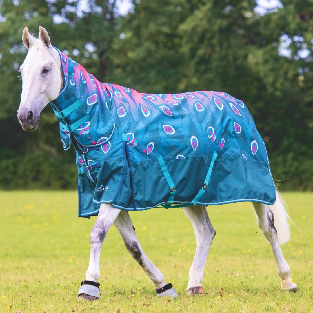 Shires Highlander Original 200g Turnout Combo Rug #colour_pink-peacock