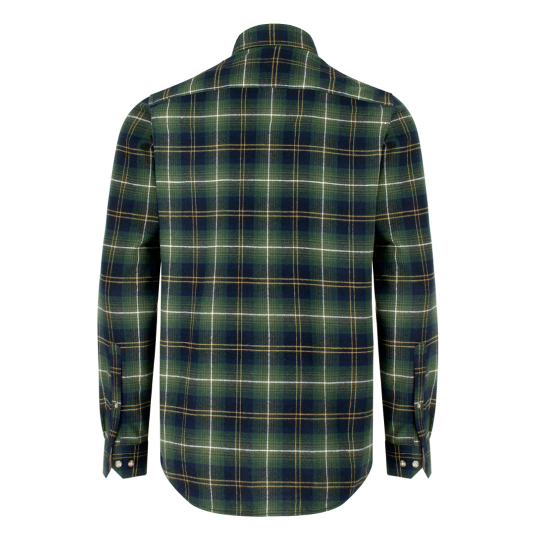 Hoggs of Fife Pitmedden Men's Flannel Check Shirt #colour_green-check