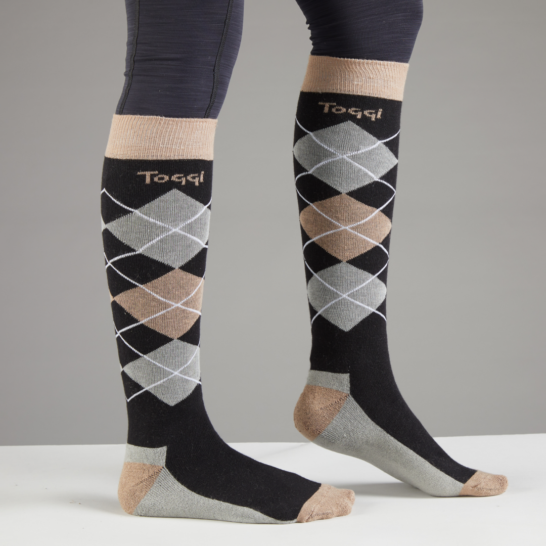 Toggi Criss Cross Socks #colour_black-grey-khaki