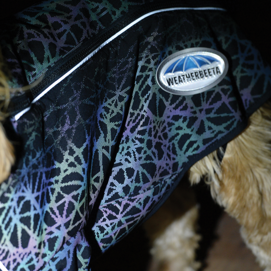 Weatherbeeta Comfitec Reflective Print Active Dog Coat #colour_black-reflective-rainbow