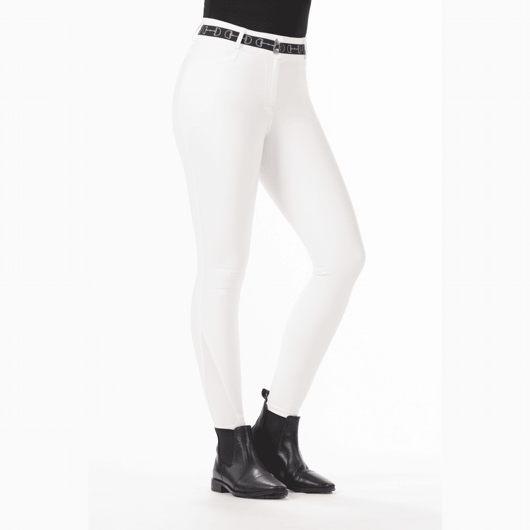 HKM Monaco Style Silicone Full Seat Riding Breeches #colour_white