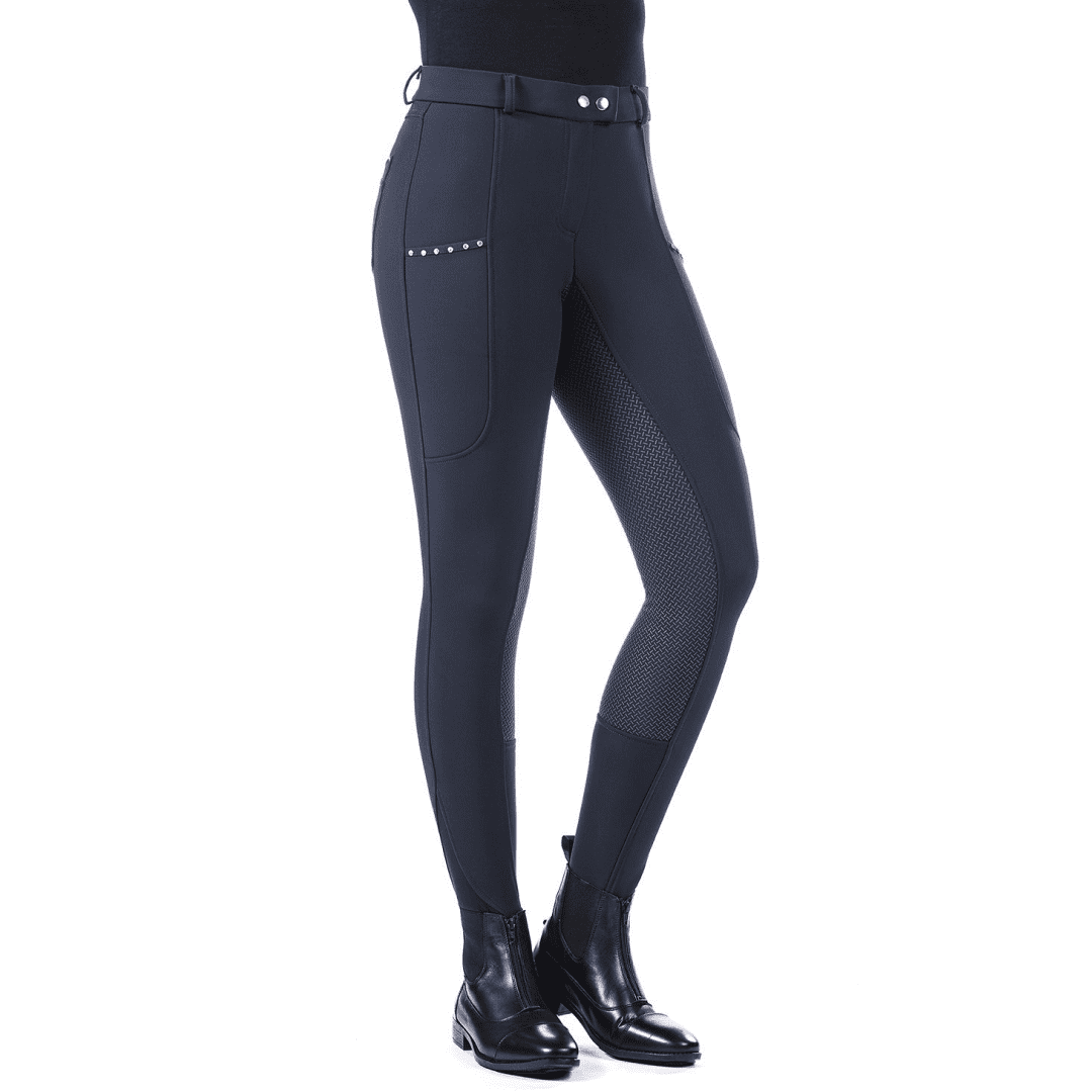 HKM Monaco Silicone Full Seat Winter Riding Breeches #colour_deep-blue