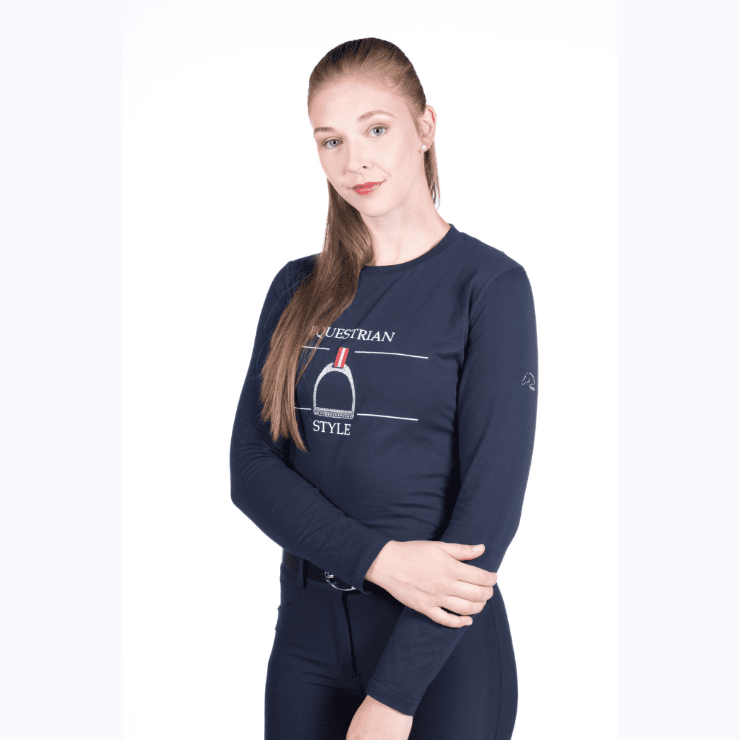 HKM -Equine Sports Style Long Sleeve Shirt #colour_deep-blue