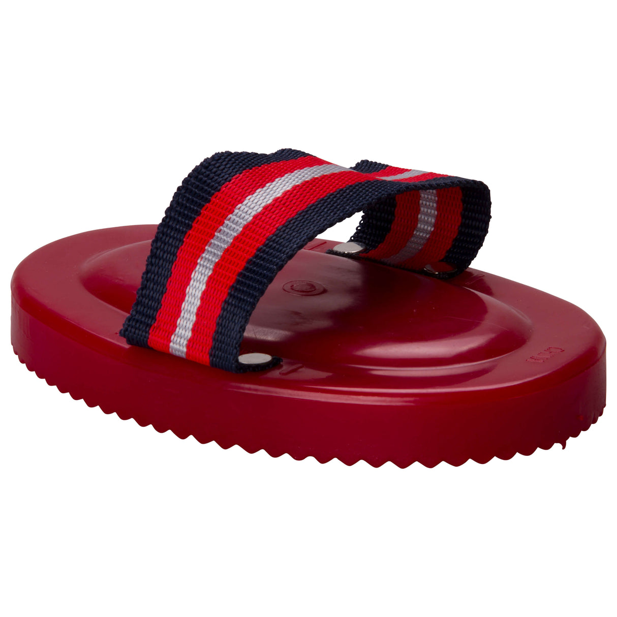Imperial Riding Curry Comb With Hand Loop #colour_red-stripe