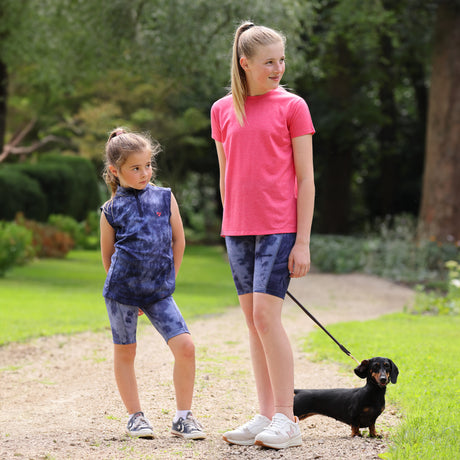 Shires Aubrion Revive Young Rider Sleeveless Base Layer #colour_navy-tie-dye