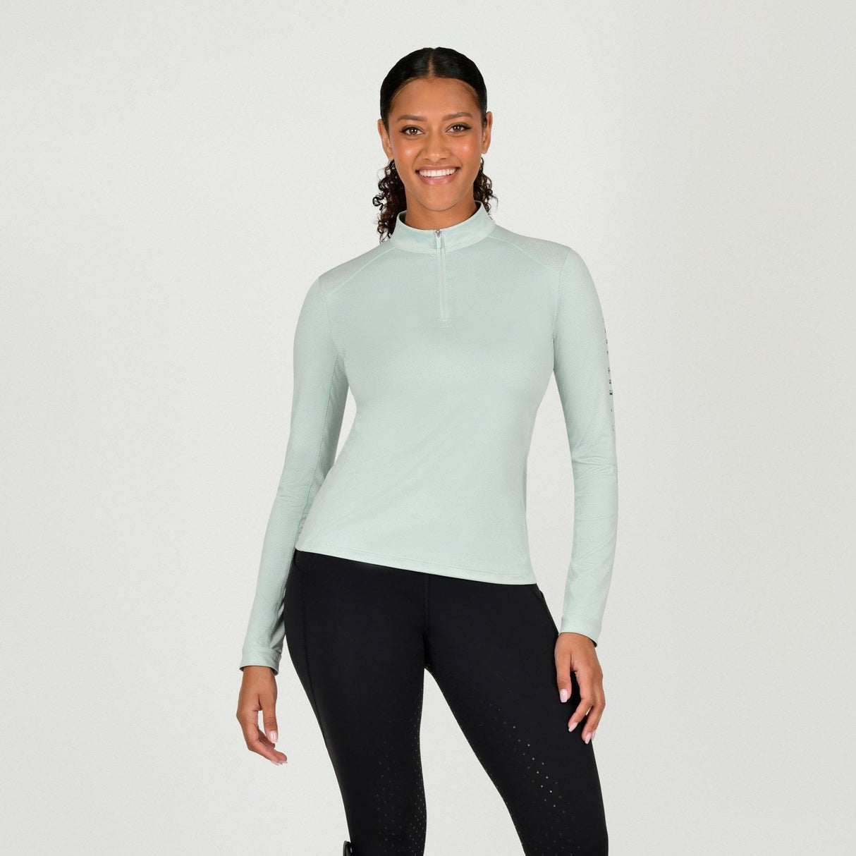 Dublin Ladies Autumn Sally Long Sleeve Riding Top #colour_surf-spray