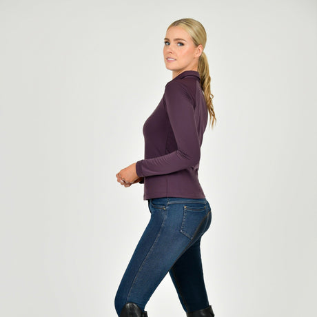 Dublin Ladies Thelma Thermal Long Sleeve Riding Polo #colour_plum-perfect