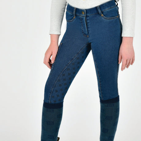 Dublin Kids Shona Denim Full Seat Breeches #colour_light-blue-denim