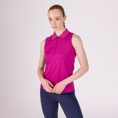 Shires Aubrion Ladies React Sleeveless Tech Polo #colour_fuchsia